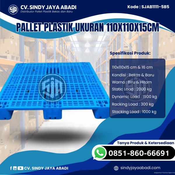 Pallet Plastik Baru & Bekas 110x110x15 [SJAB1111-5B5]