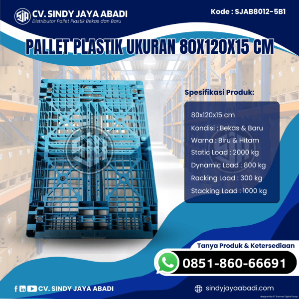 Pallet Plastik Baru & Bekas 80x120x15 [SJAB8012-5B1]